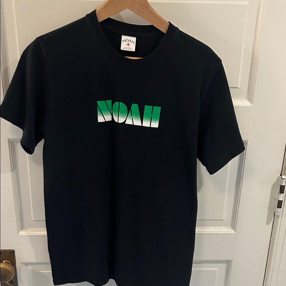 Noah Black T-Shirt with Green Logo